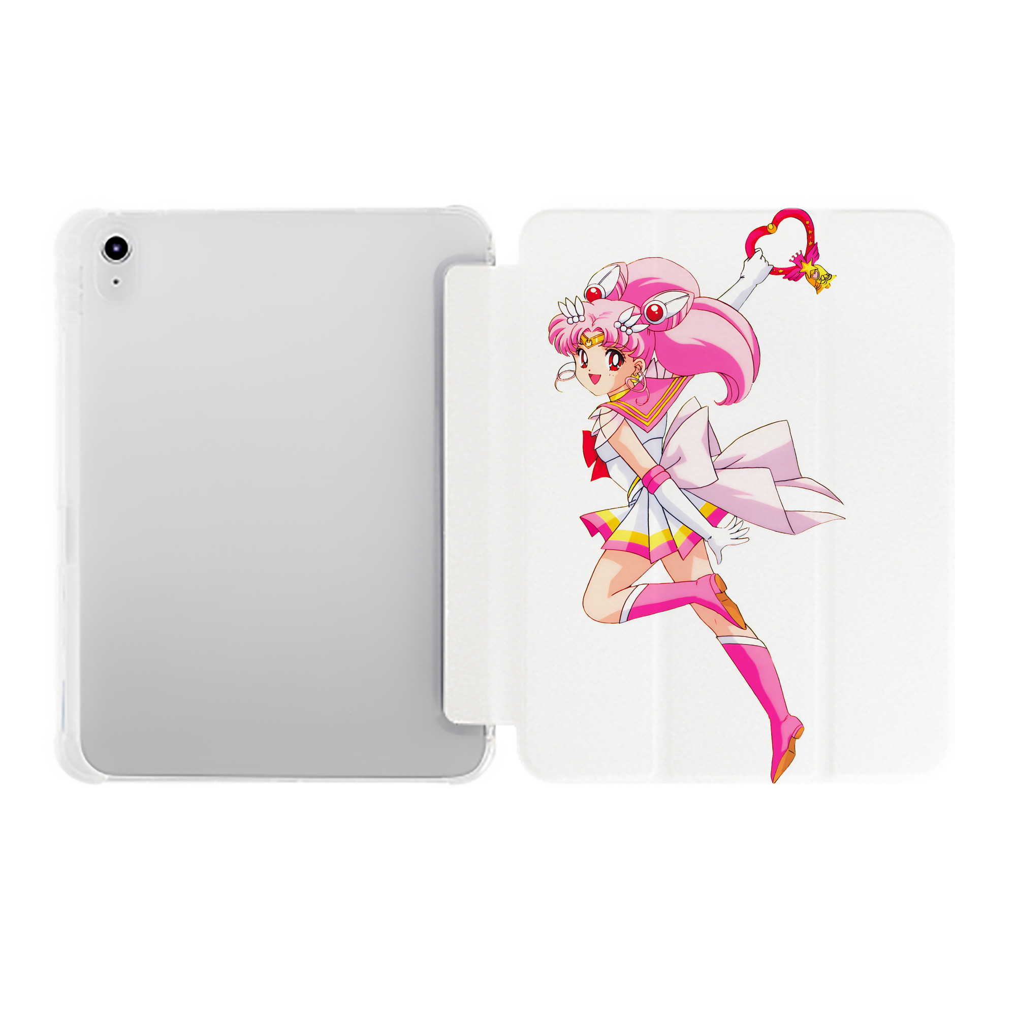 （画像用） 美少女戦士セーラームーン ちびうさ Sailor Moon Chibiusa Tsukino Usagi Small Lady Serenity IPad ケース ペン収納付き 三つ折りスタンド PUレザー×シリコン 対応機種9.5/10.5/10.9インチ